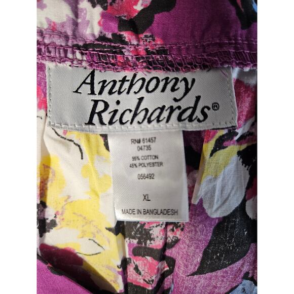 Anthony Richards Purple Floral Mumu Dress Size‎ XL New Lightweight Short Sleeve - Picture 10 of 11
